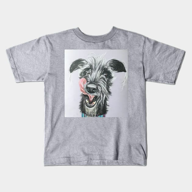 Cheeky scruffy Lurcher Kids T-Shirt by Merlinsmates